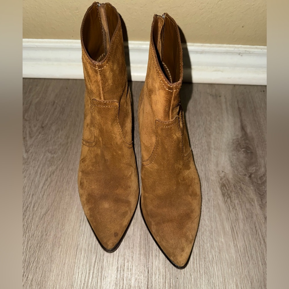 Loeffler Randall brown suede western ankle‎ boots